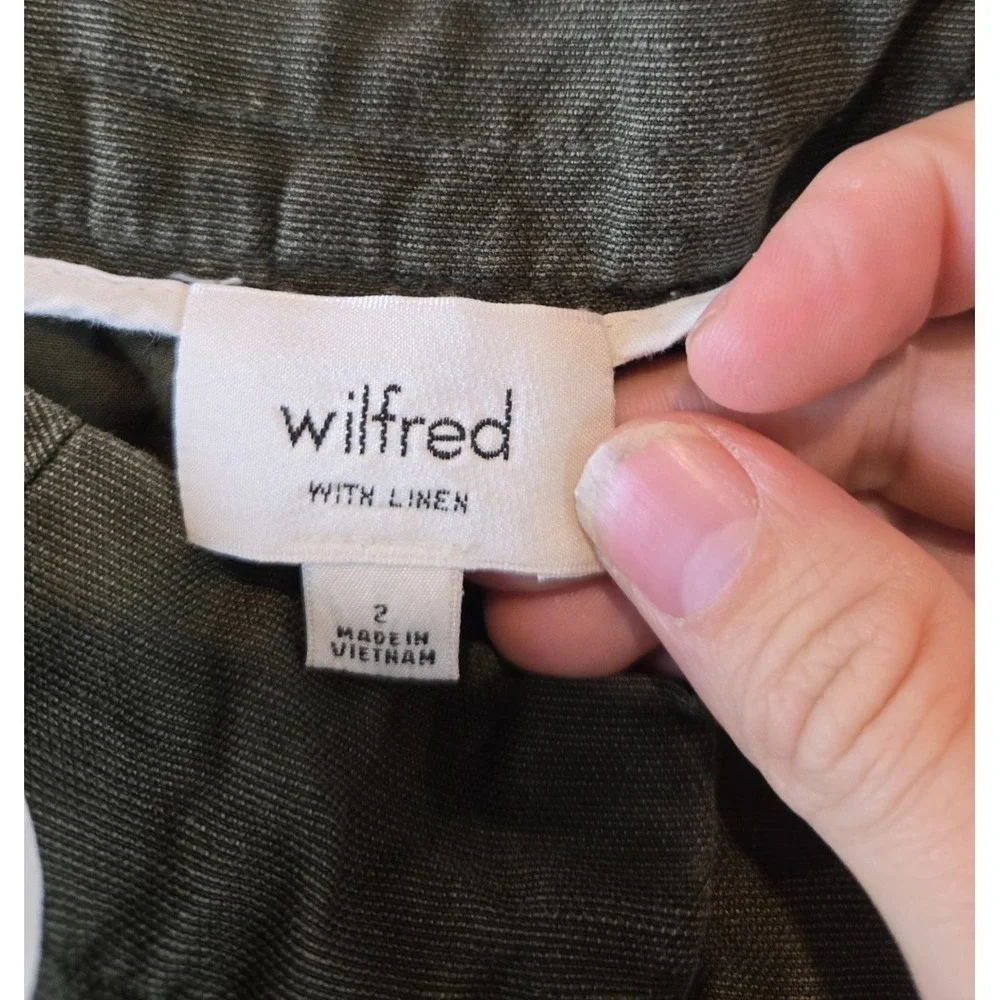 Wilfred Aritzia Trousers Womens‎ 2 Olive Allant Cropped Drawcord Linen Pants